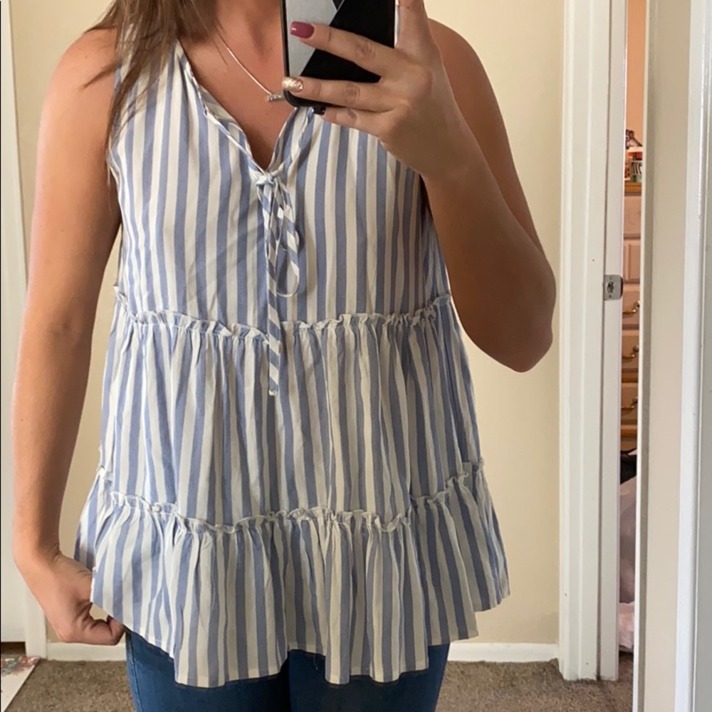 Hem & thread blue striped tank